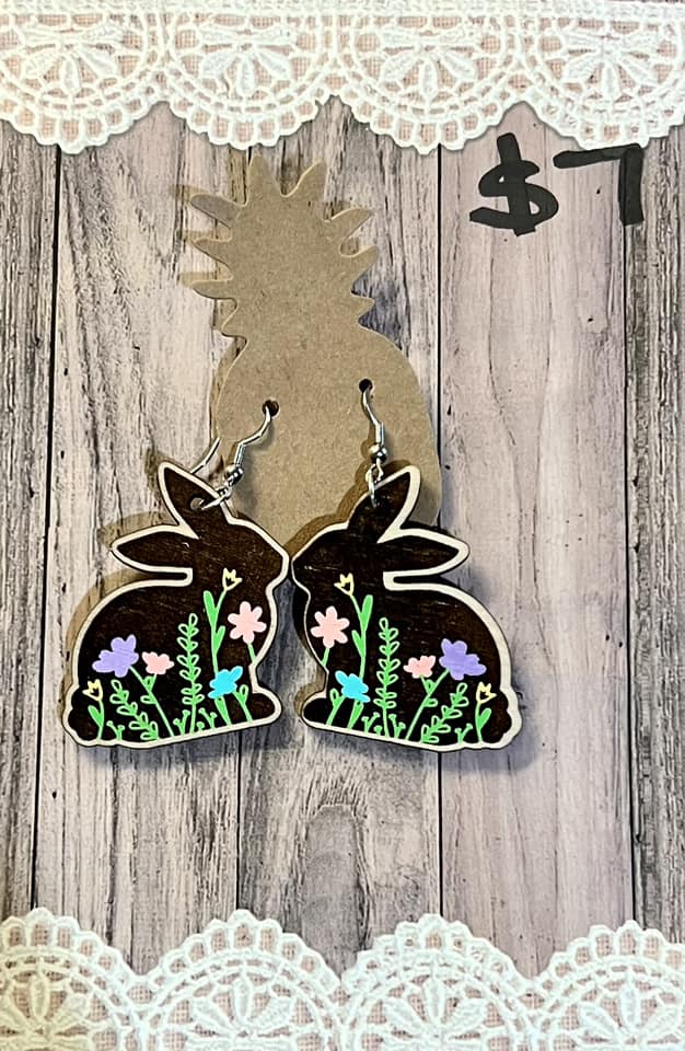 Engraved Bunny Flowers 2