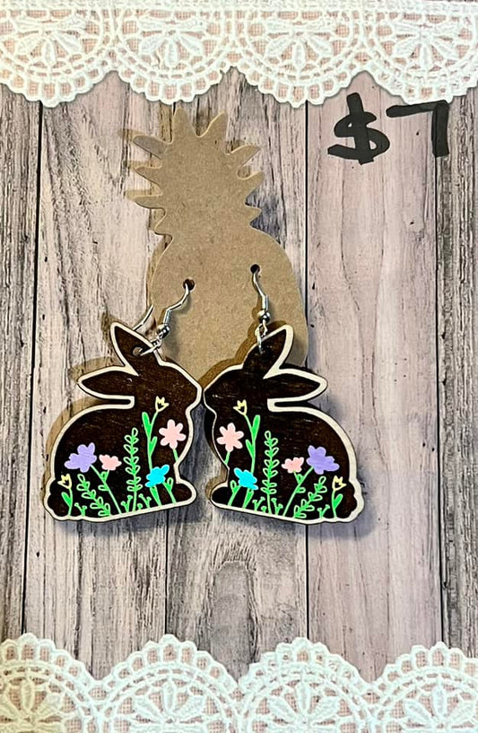 Engraved Bunny Flowers 2