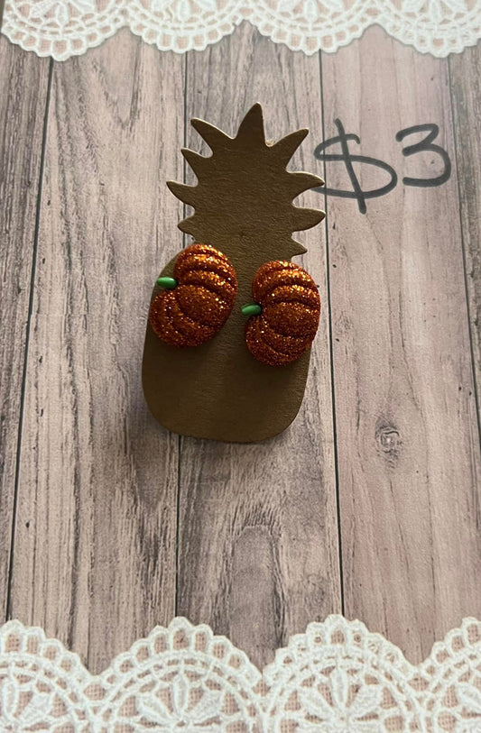 Glitter Pumpkin Stud