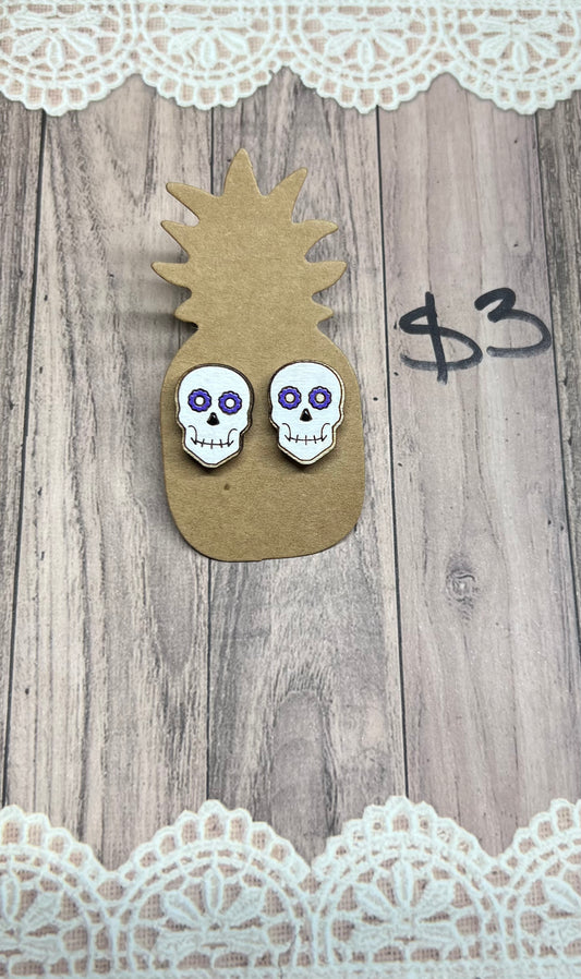 Flower Eyed Skull - Stud