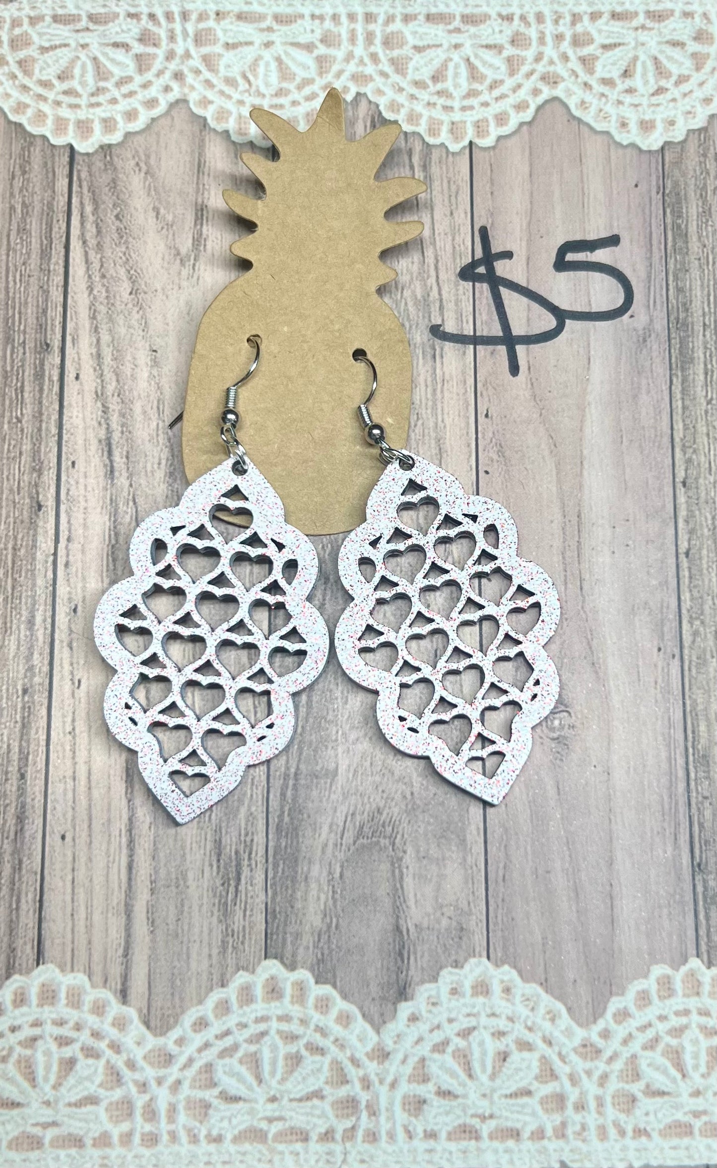 White Glitter Hearts